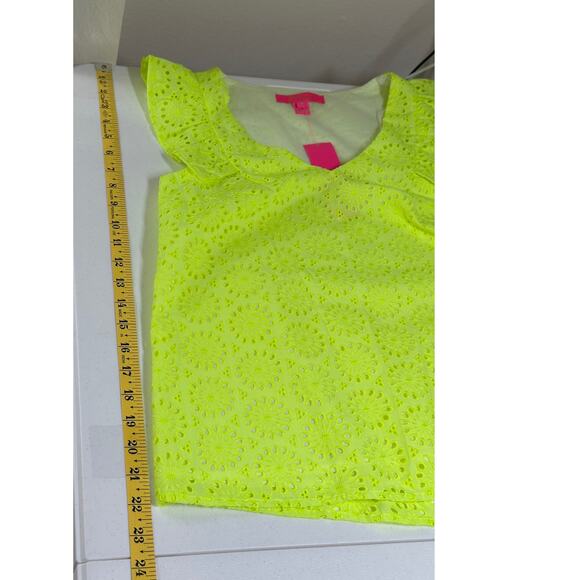 Lilly Pulitzer Top Womens XS Lina Sleeveless Eyelet‎ Prickly Pear Yellow Preppy - Picture 11 of 11